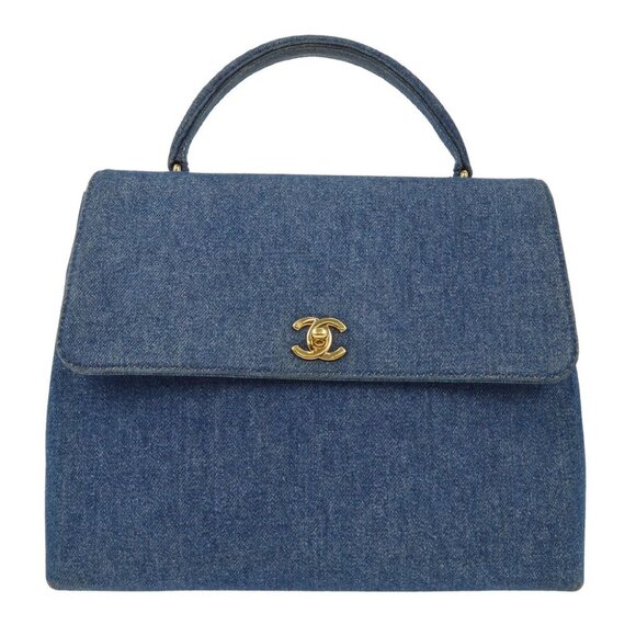 Chanel Blue Denim Top Handle Handbag - Picture 1 of 9